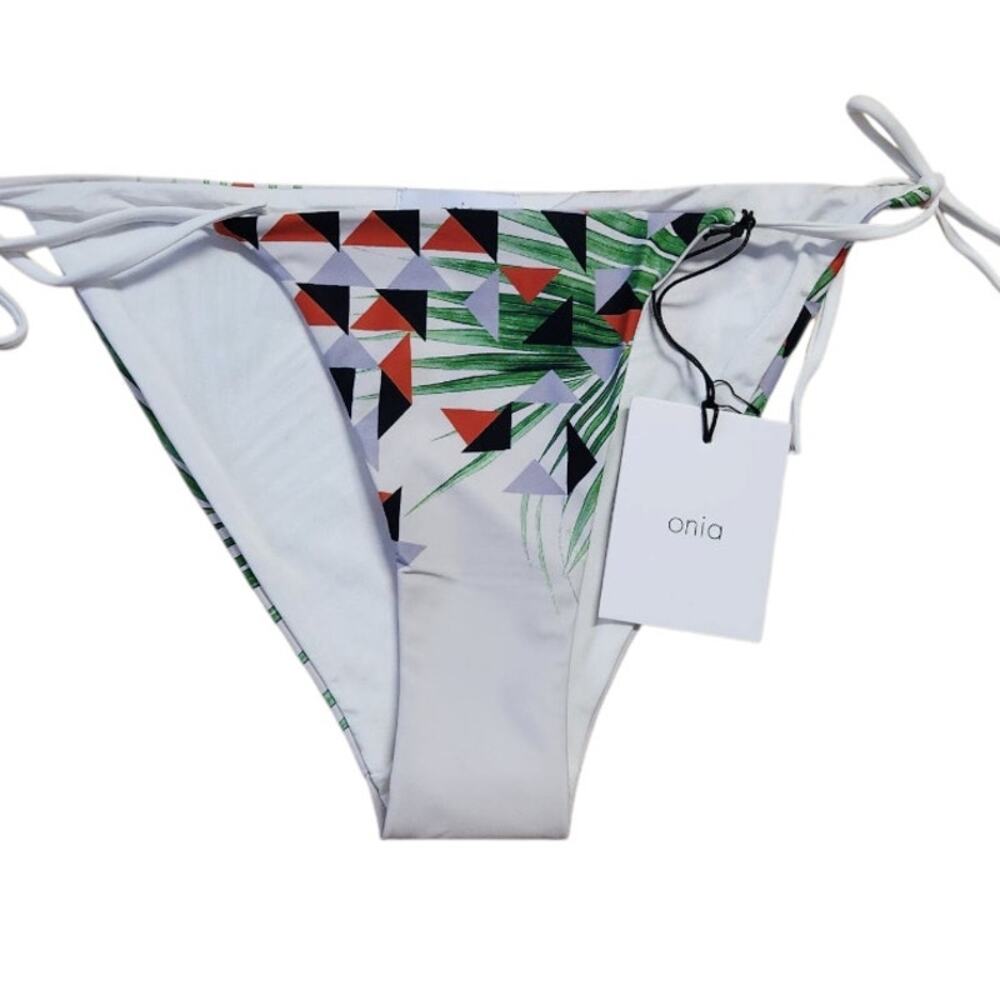 Onia Kate String Bathing Suit Bottom Geometric Tropical Palm Trees Sz Small NWT